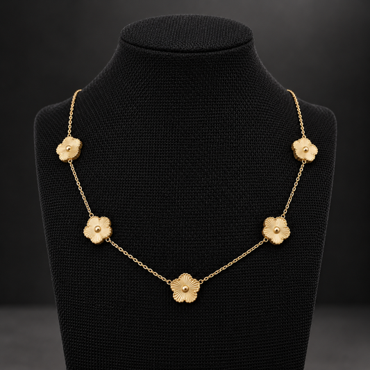 Collier fleurs multi doré